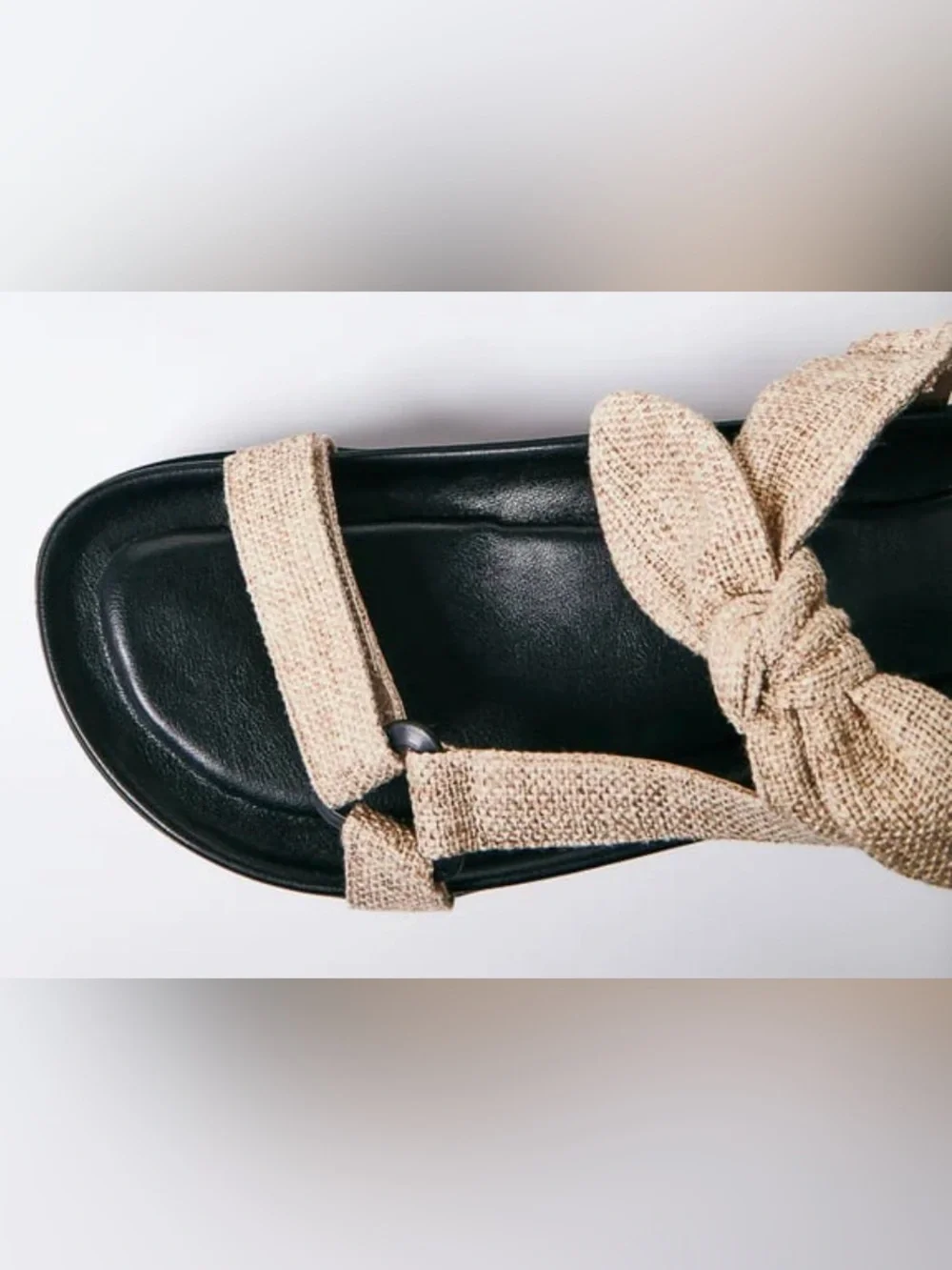 Shoe Dazzle Beige Tie-Knot Platform Sandals